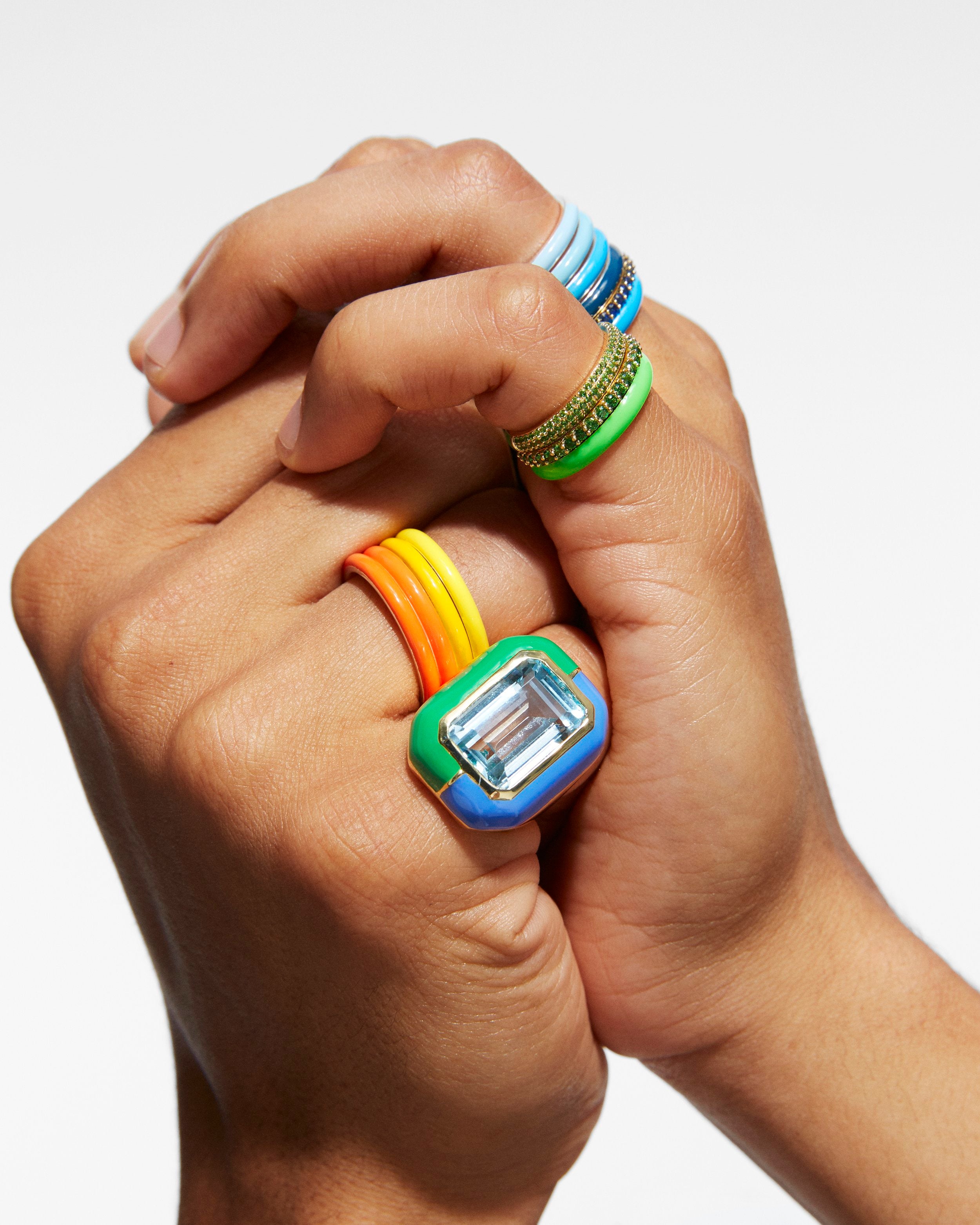 The Ombre Set of Four Thin Enamel Stacking Rings