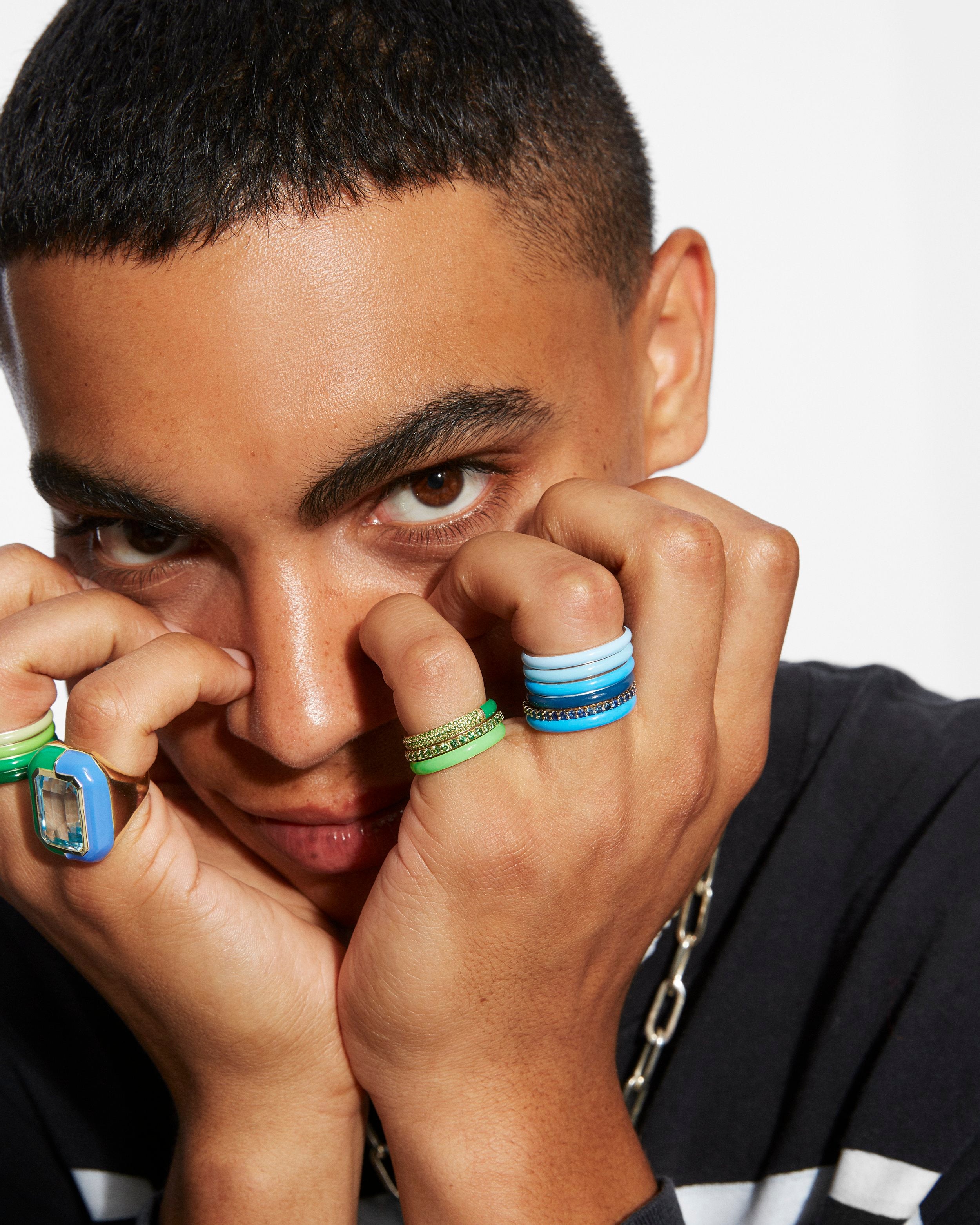 The Ombre Set of Four Thin Enamel Stacking Rings