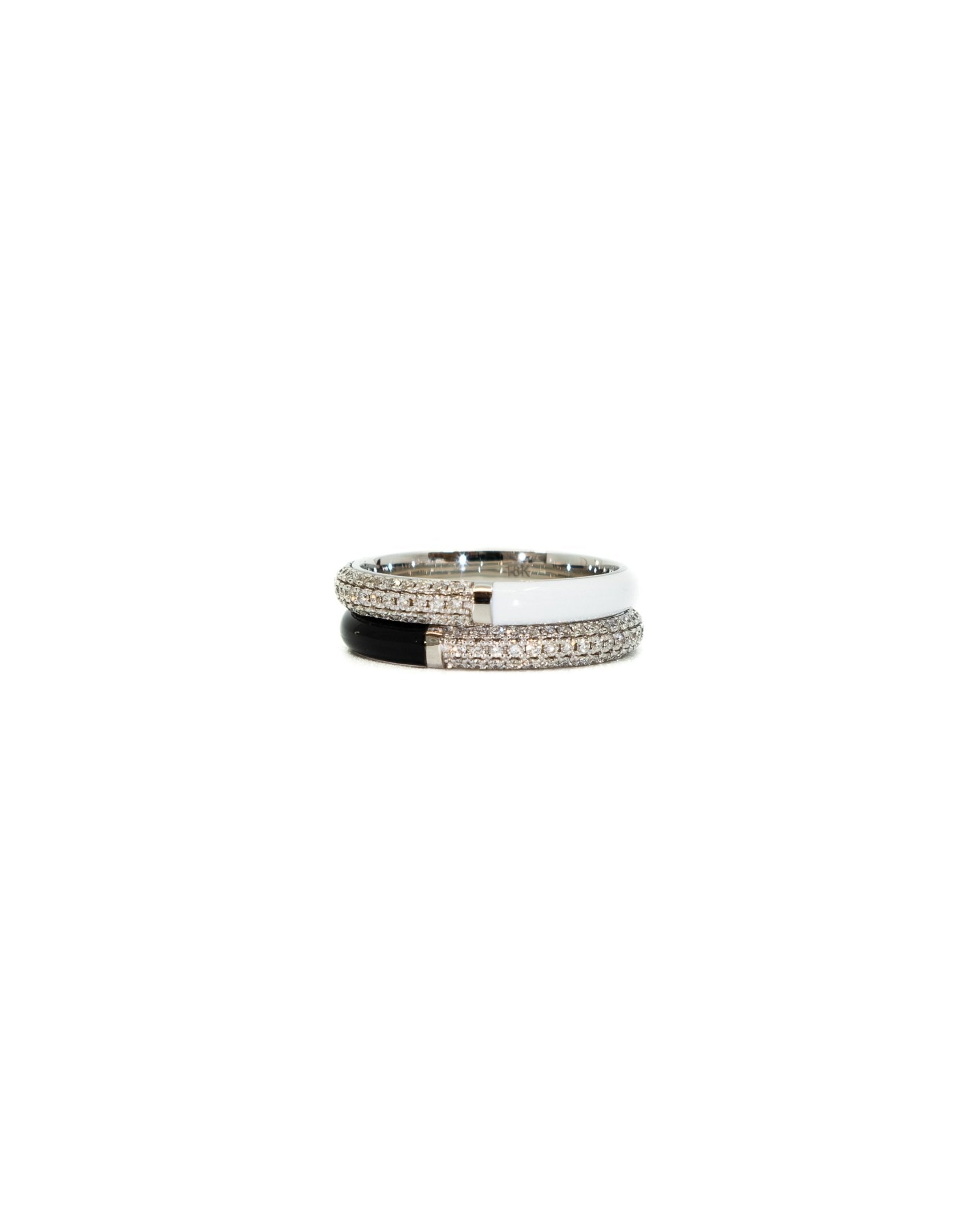 POWERS PAVE Split Pavé Diamond + Enamel Stacking Rings