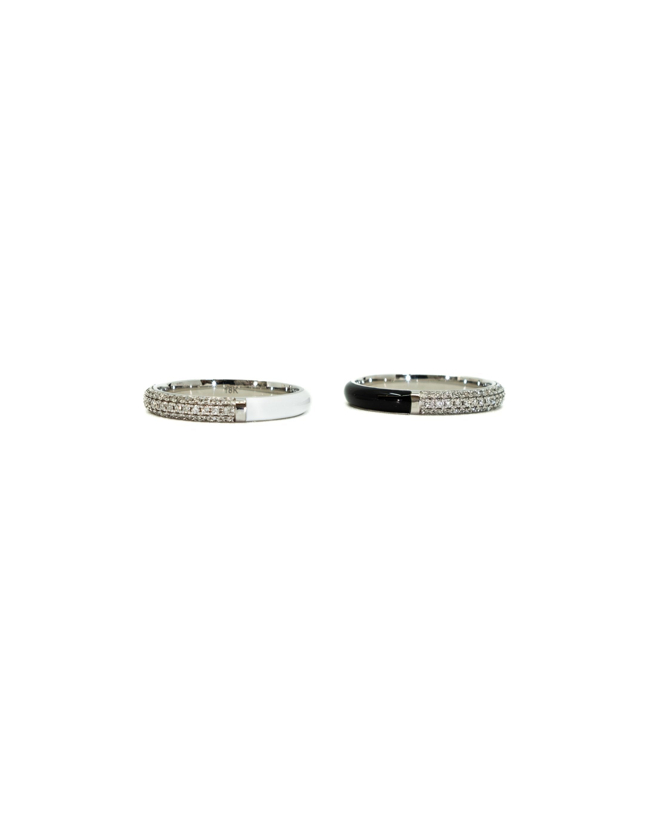 POWERS PAVE Split Pavé Diamond + Enamel Stacking Rings