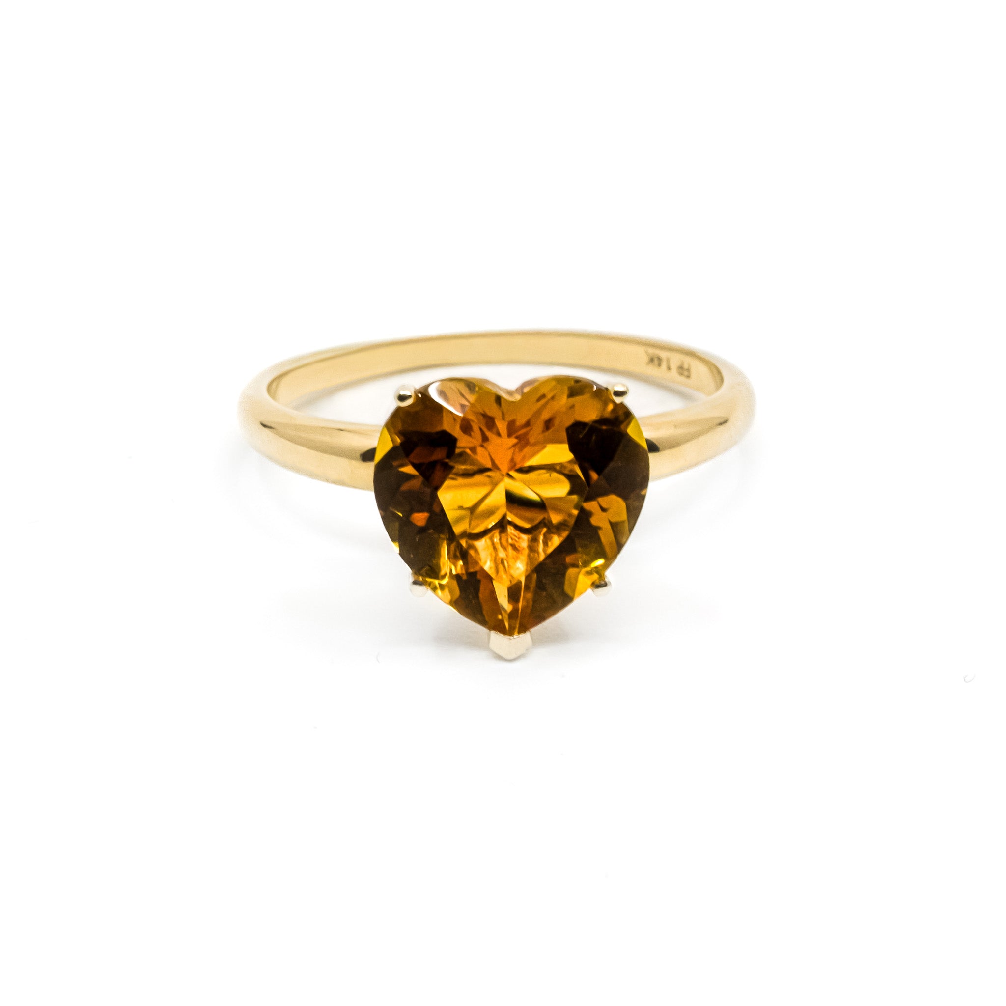 Heart Ring in Golden Orange Citrine