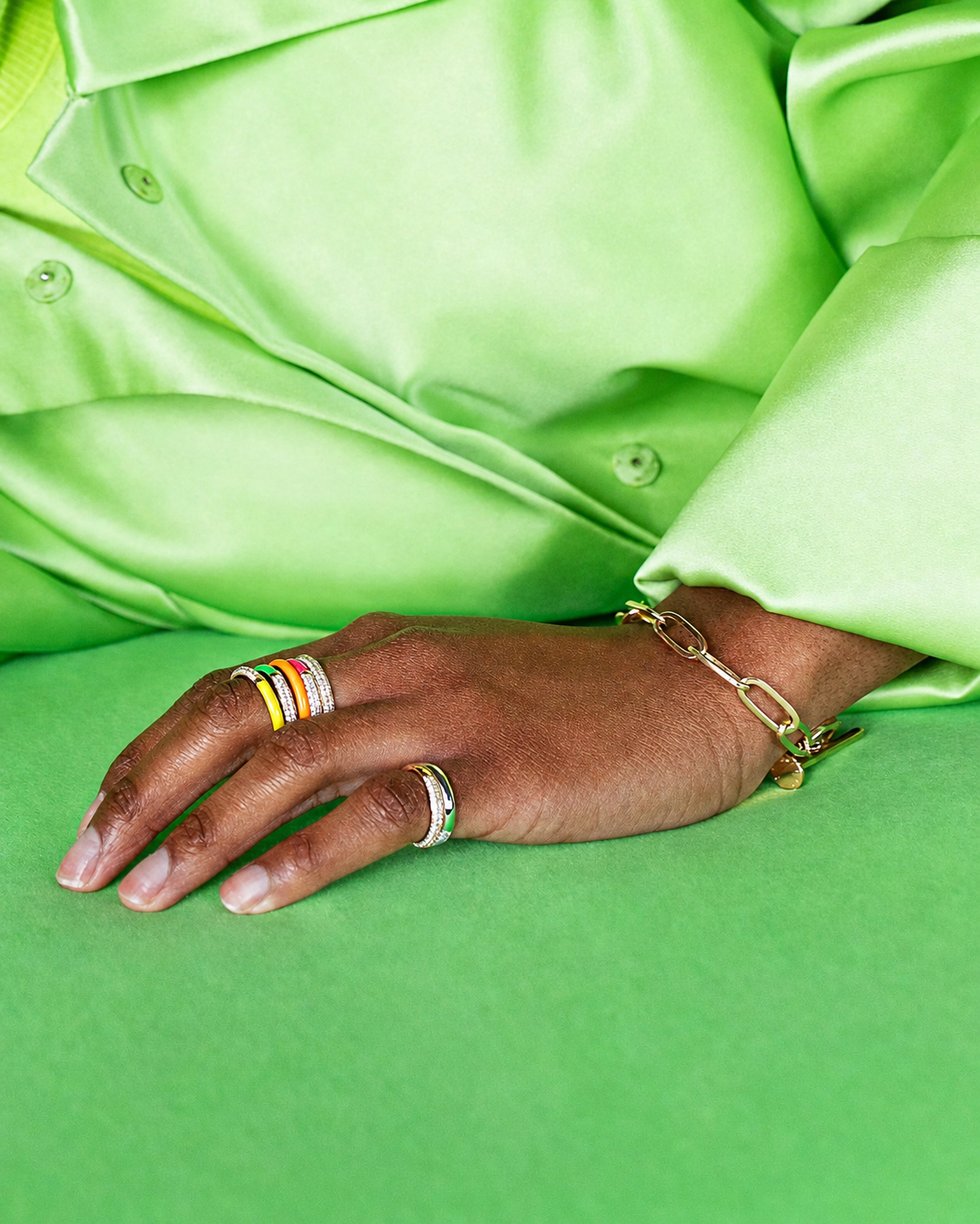 POWERS PAVE® Neon Split Pavé Diamond + Enamel Stacking Rings