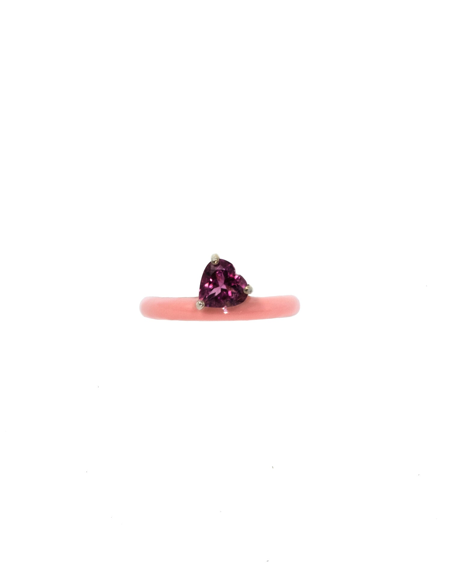 Gem + Enamel Stacking Ring in Petal Pink