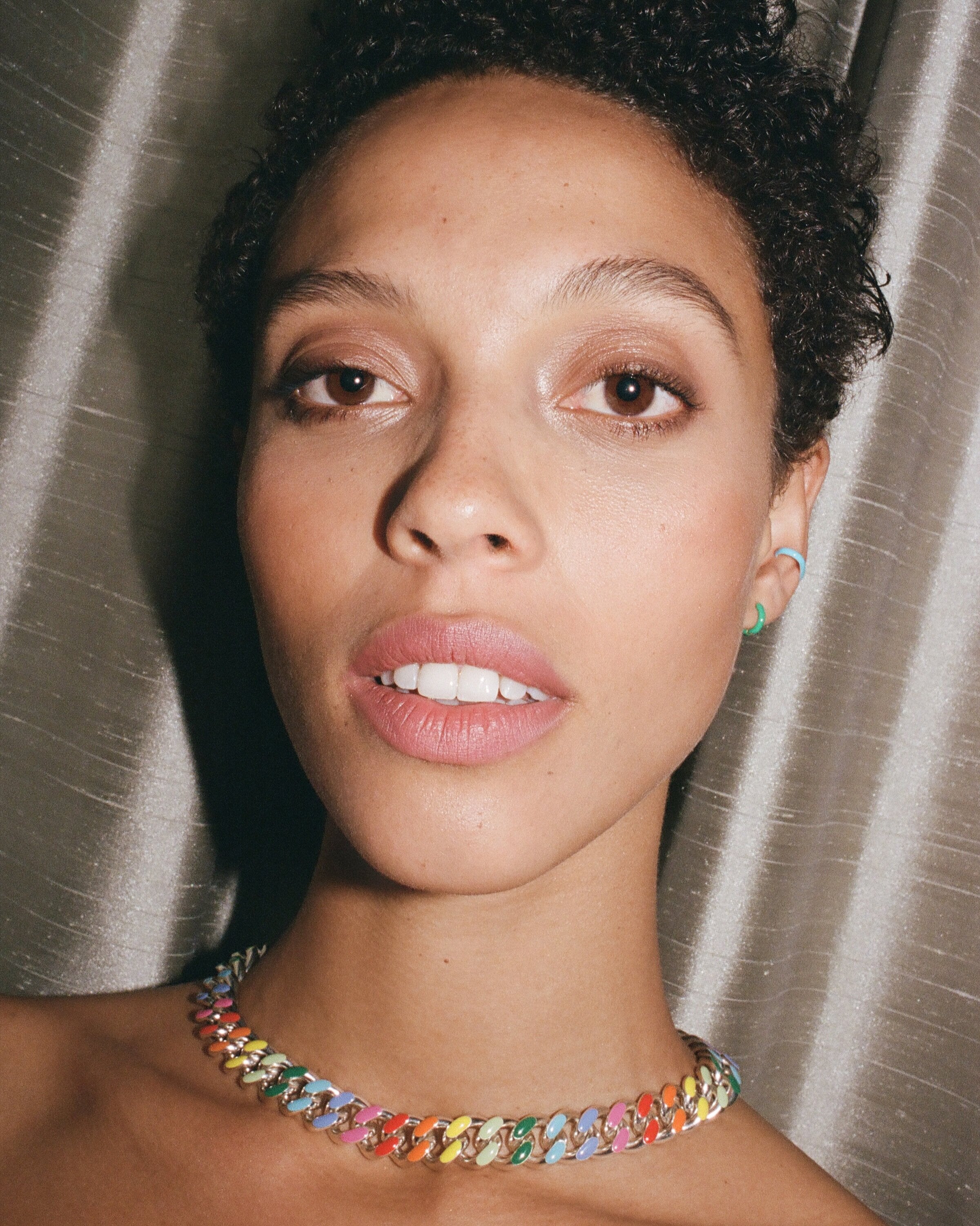 Rainbow Chunky Chain Collar Necklace
