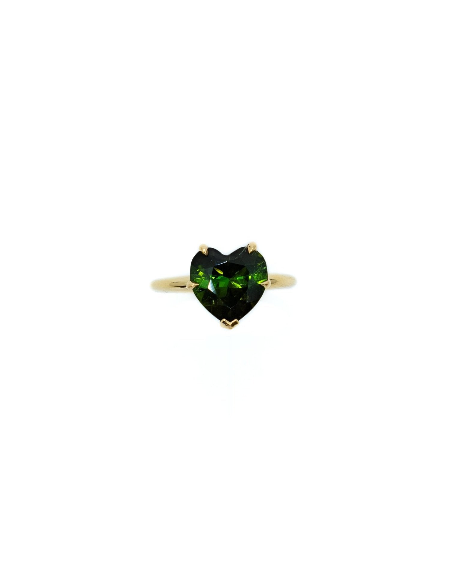 Rainbow Heart Ring in Green Tourmaline