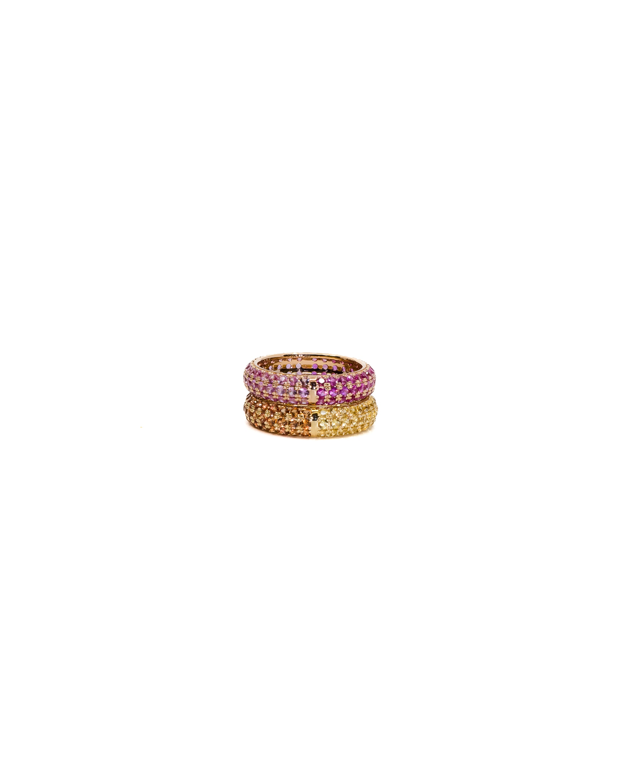 The Split Pave Gemstone Stacking Ring 14k Yellow Gold