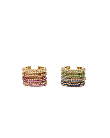 Sparkle Ear Cuffs in solid 14K gold with colorful gemstones