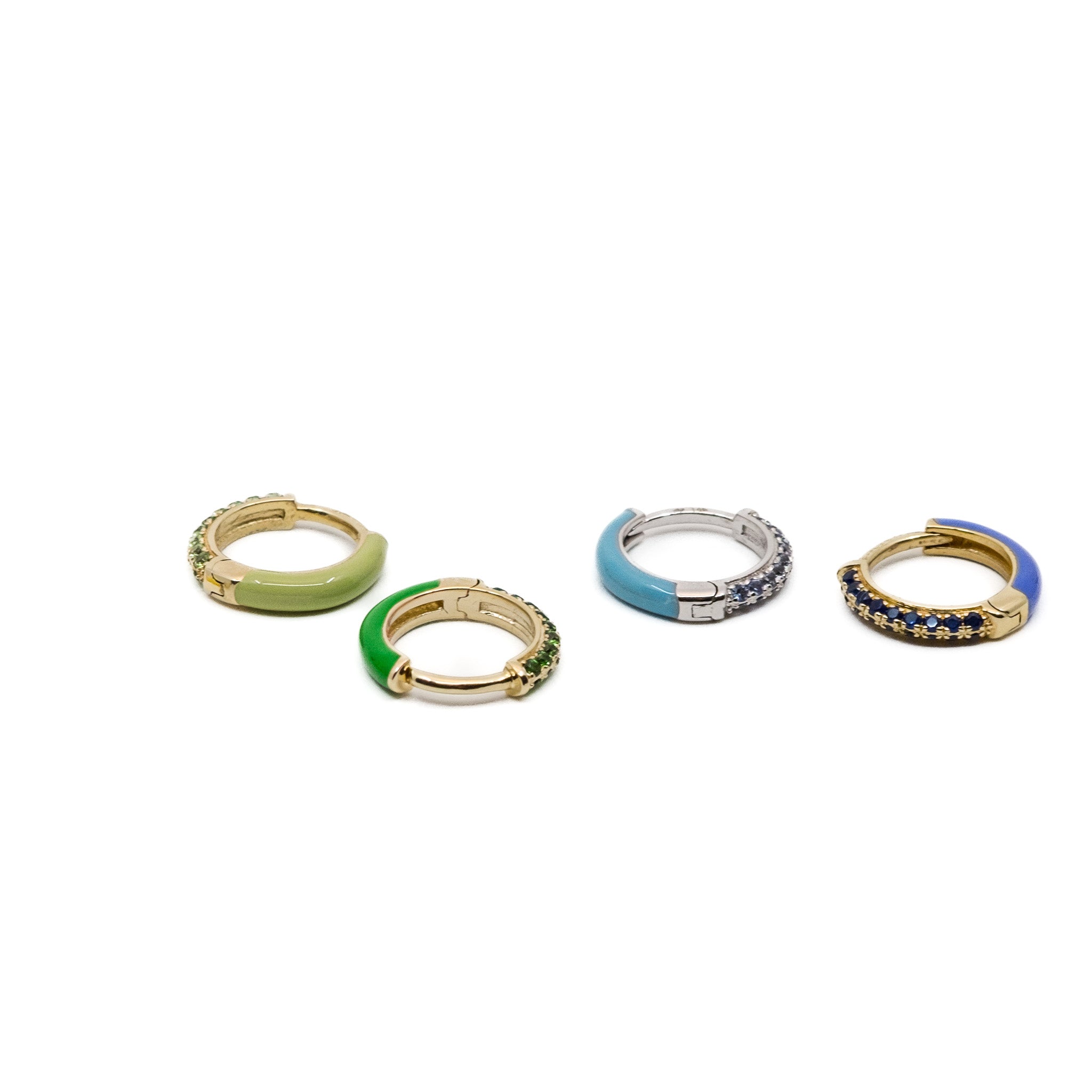 10 MM Enamel Sparkle Huggies in 14K Gold