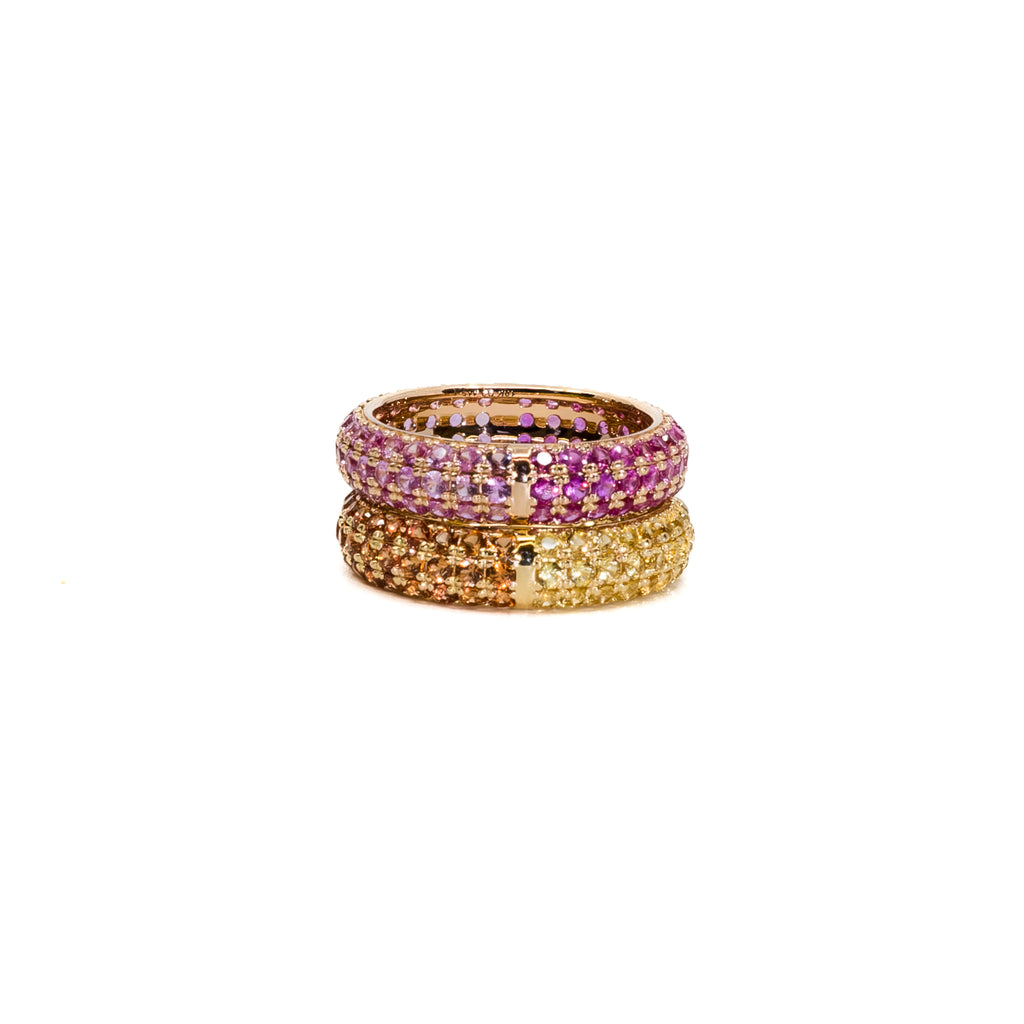 Split Pave Gemstone Stacking Ring 14K Yellow Gold