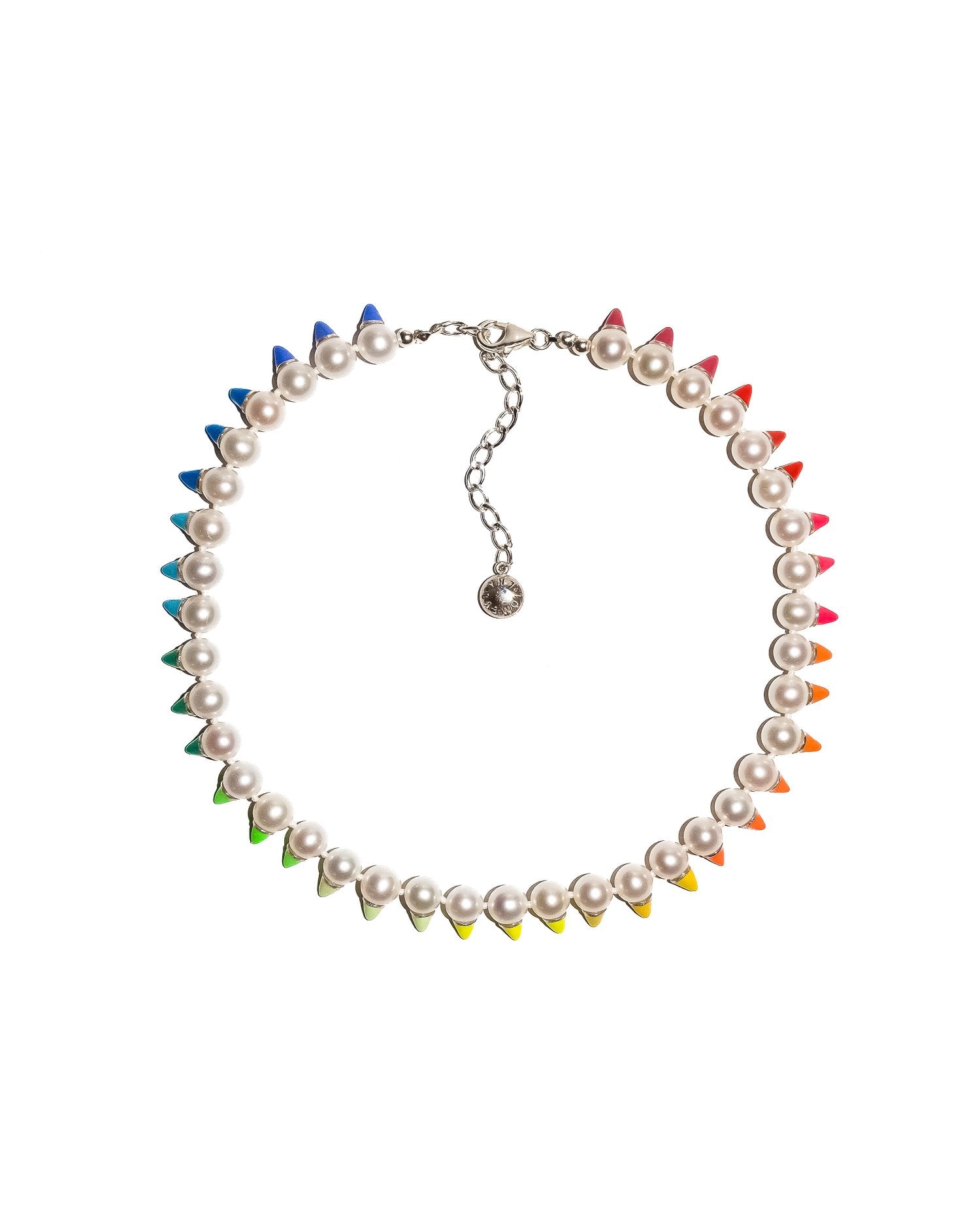 Enamel Studded Pearl Necklace