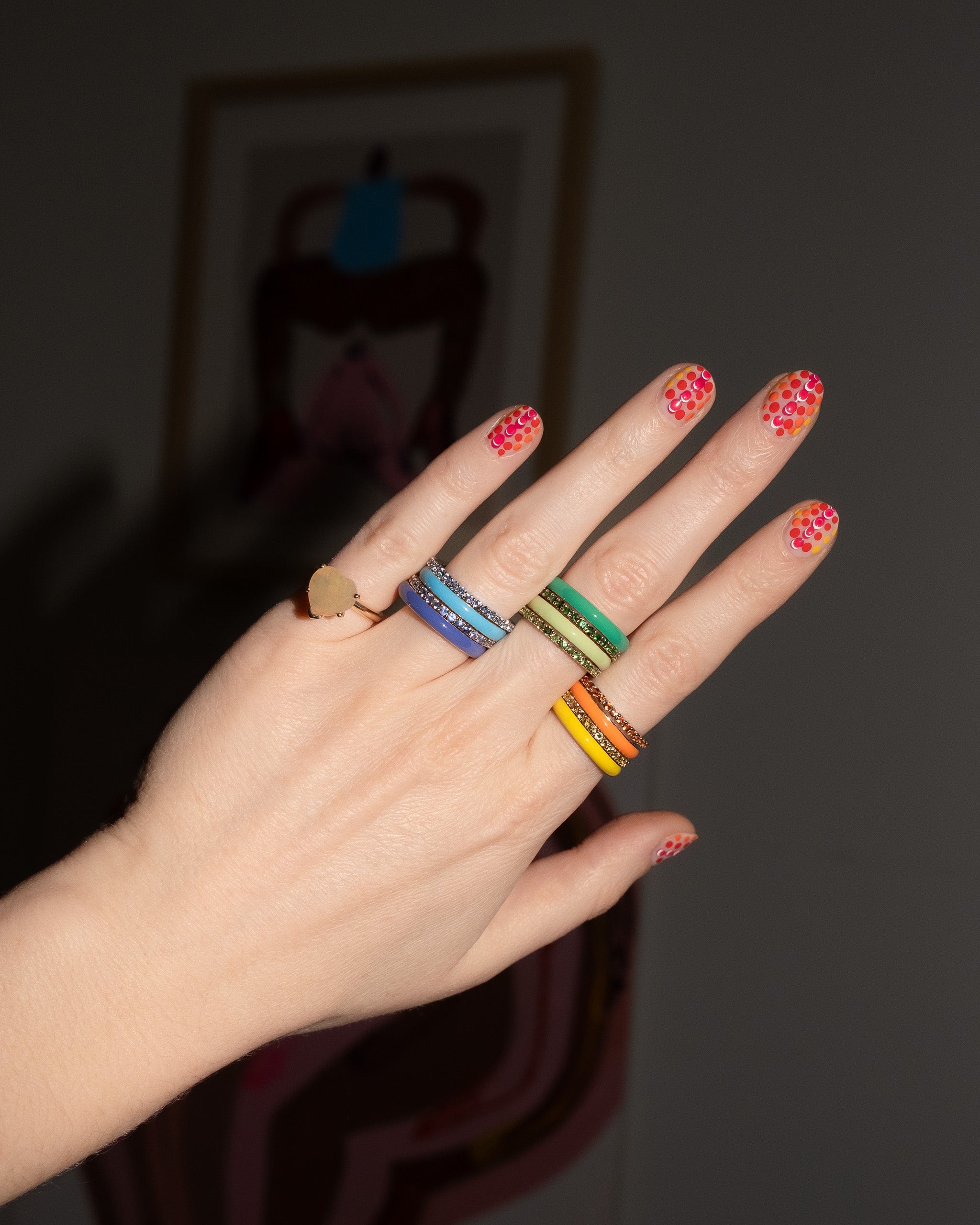 Thin Enamel Stacking Ring in Lime Green