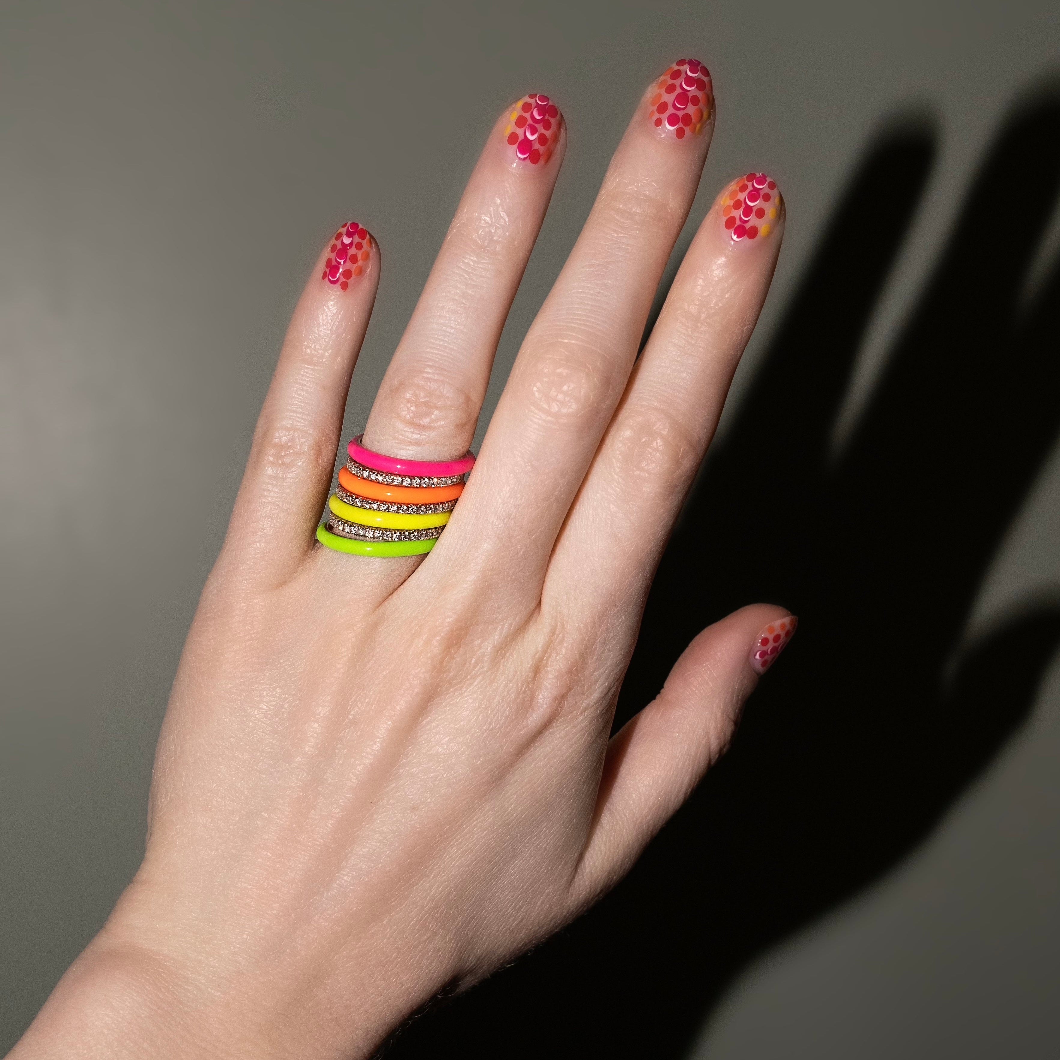 The Neon Enamel Stacking Rings Set of 5
