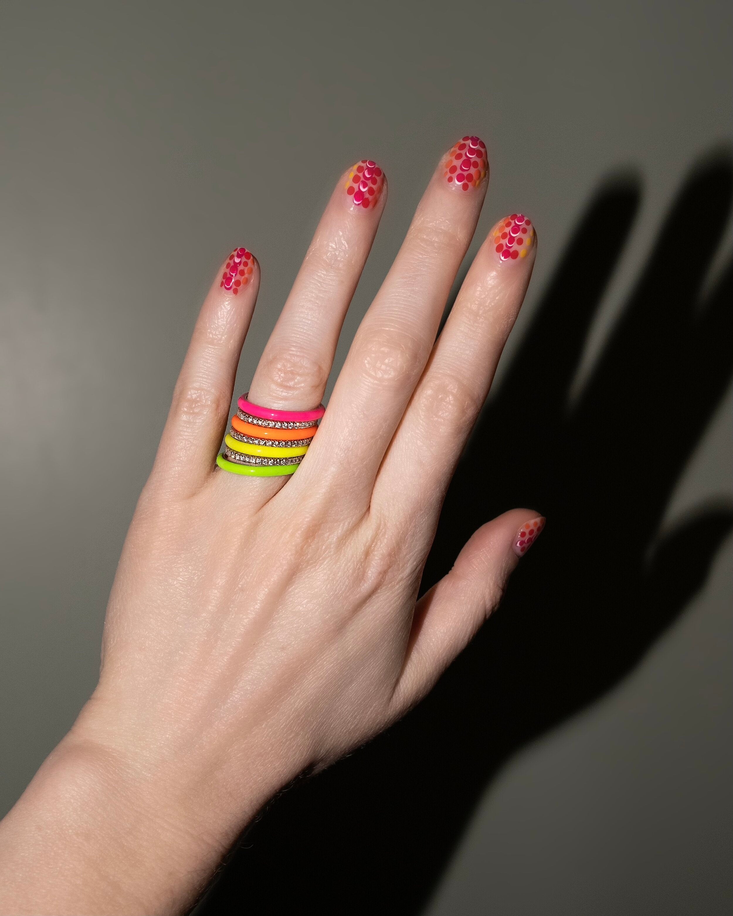 Thin Enamel Stacking Ring in Neon Orange