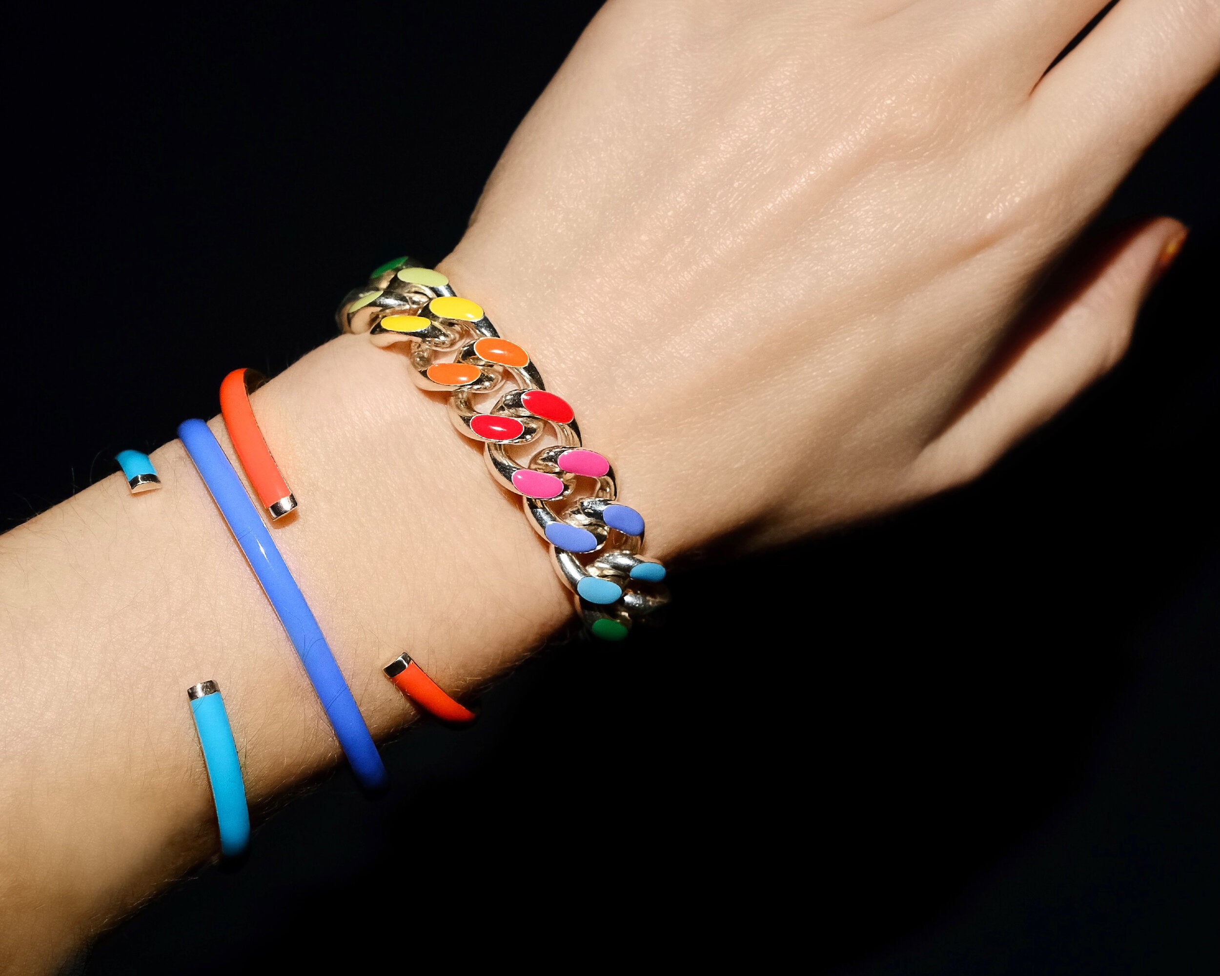 Rainbow Chunky Chain Link Bracelet
