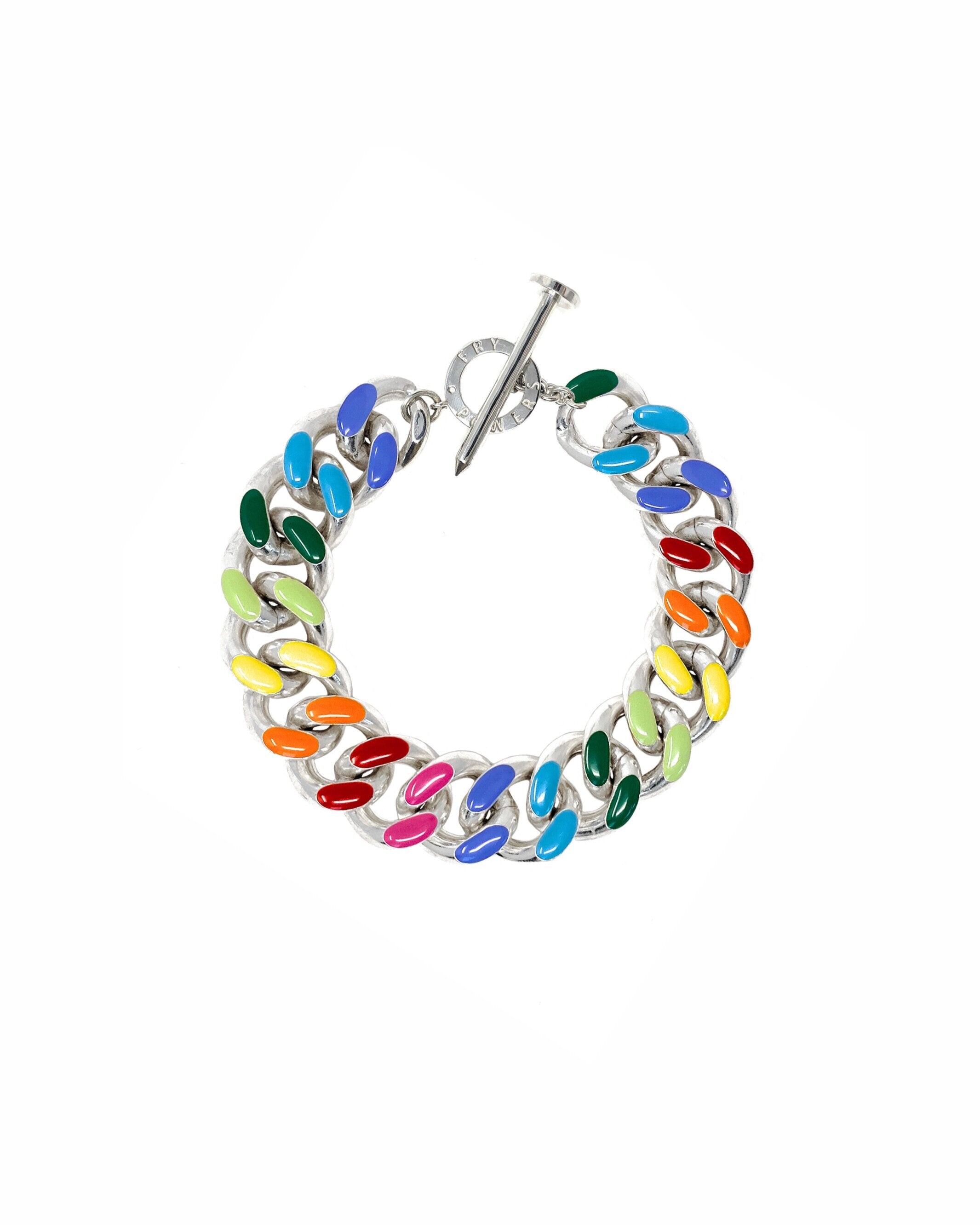 Rainbow Chunky Chain Link Bracelet