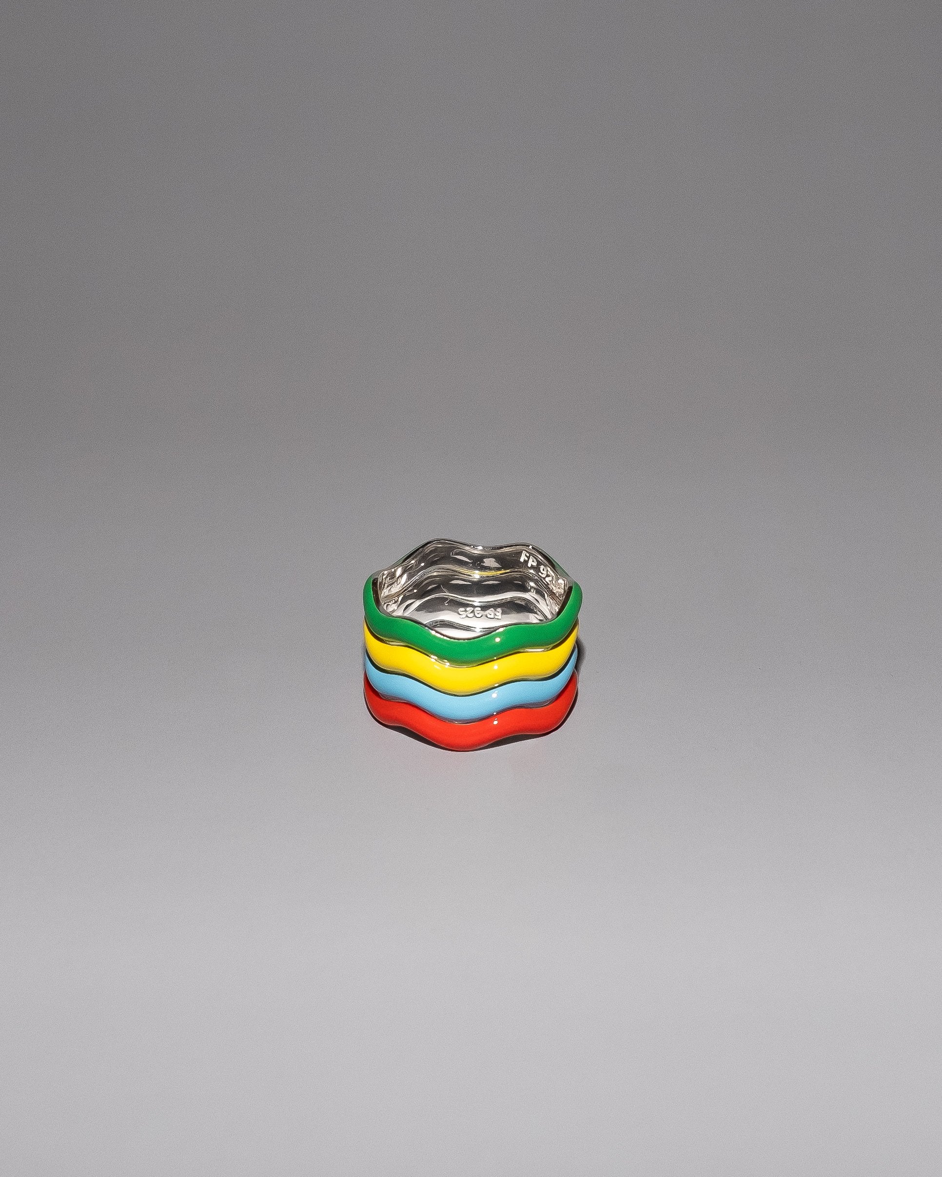 The Wavy Set of Four Enamel Stacking Rings