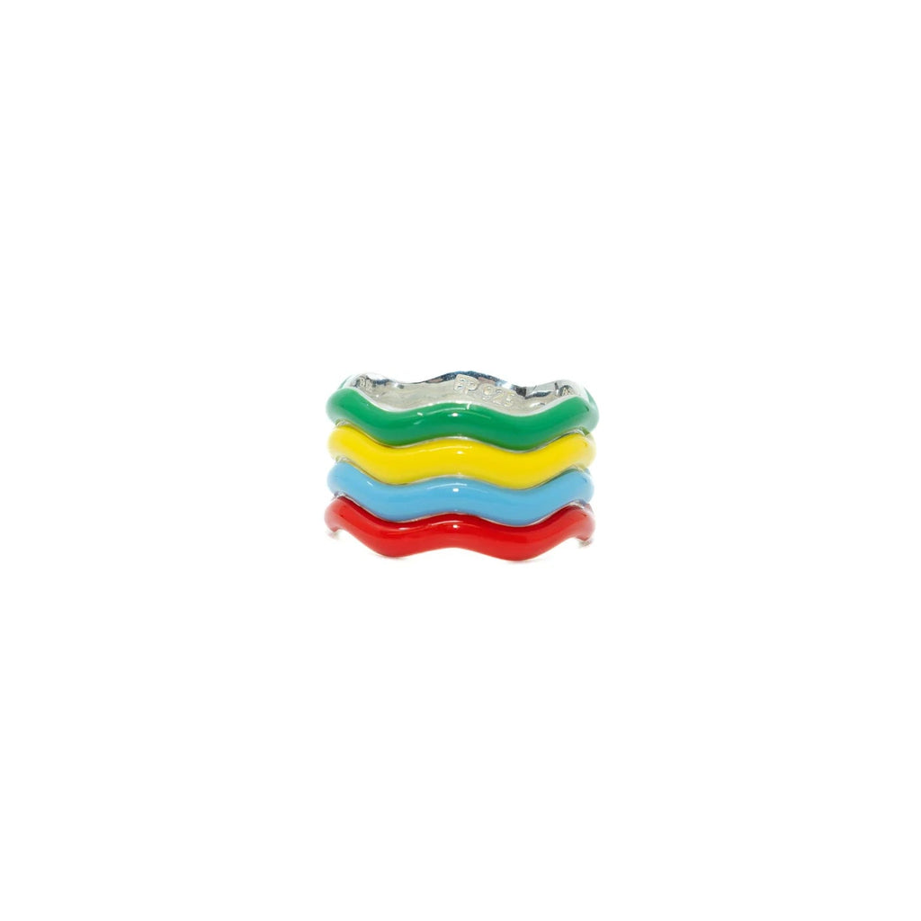 Wavy Set Four Enamel Stacking Rings