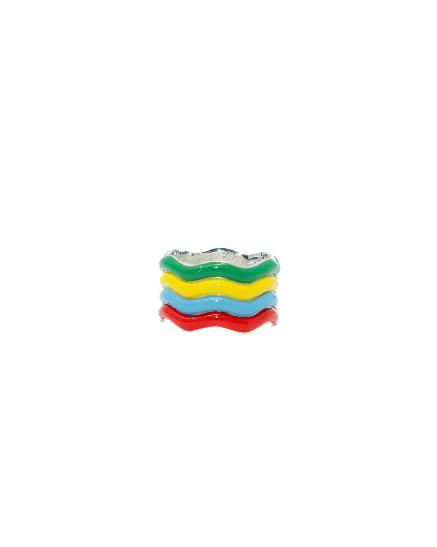 The Wavy Set of Four Enamel Stacking Rings