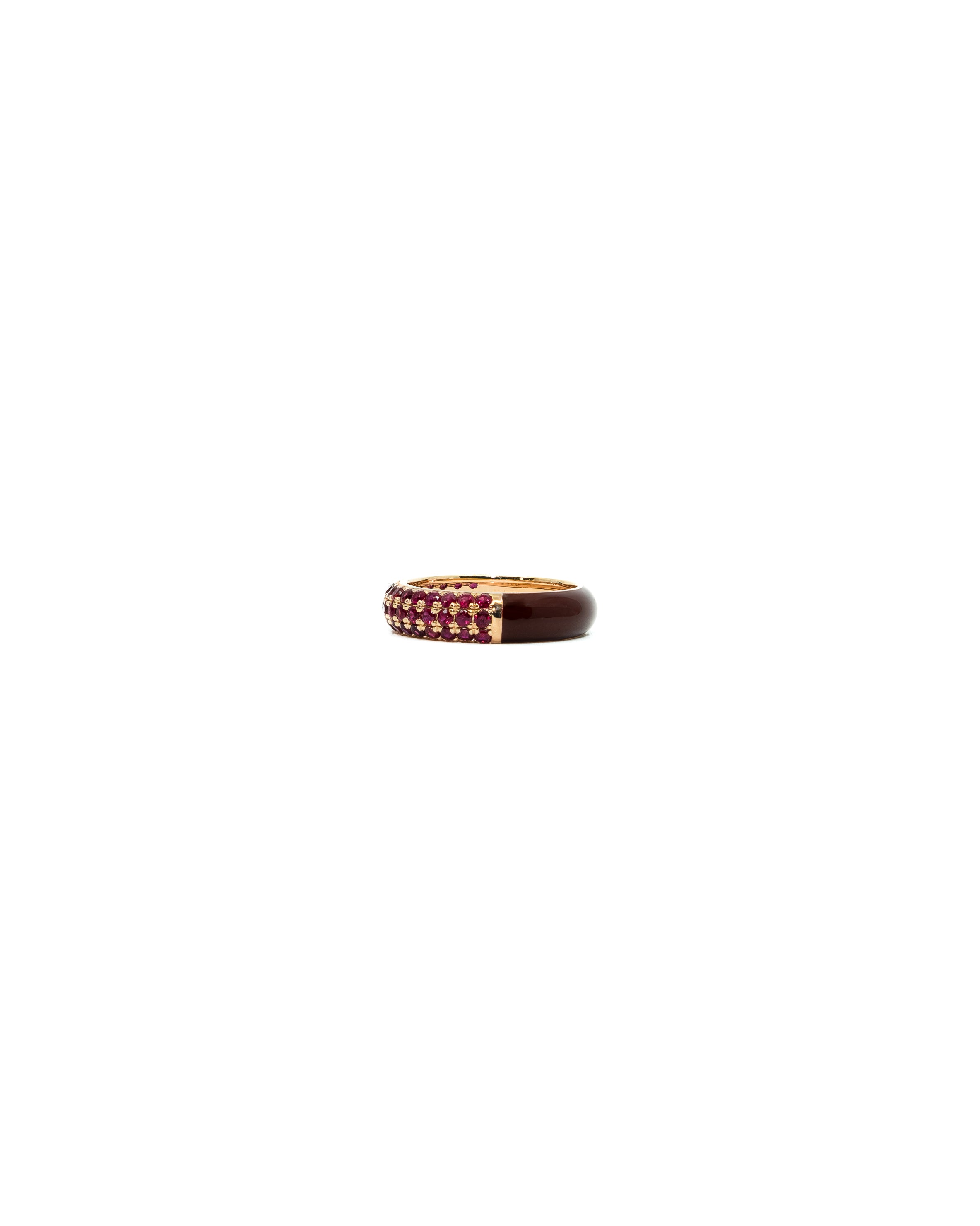 The Wide Split Pavé + Enamel Stacking Ring, 18K Gold