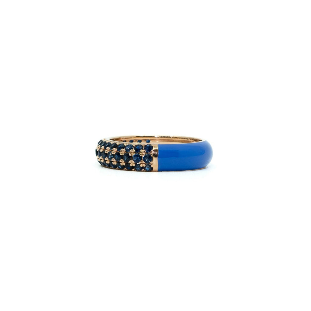 PAVE® Wide Split Pavé + Enamel Ring 18K