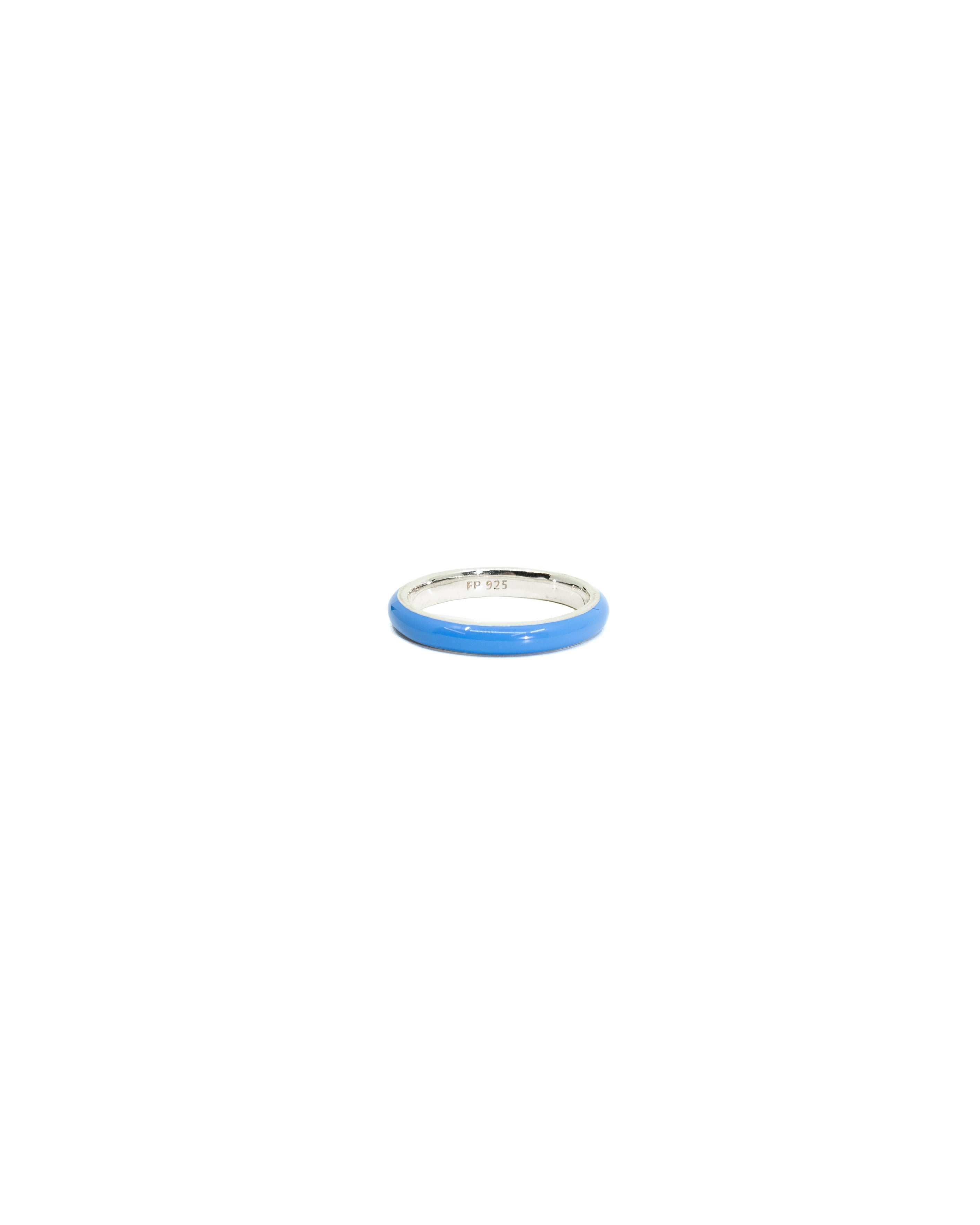 Thin Enamel Stacking Ring in Electric Blue