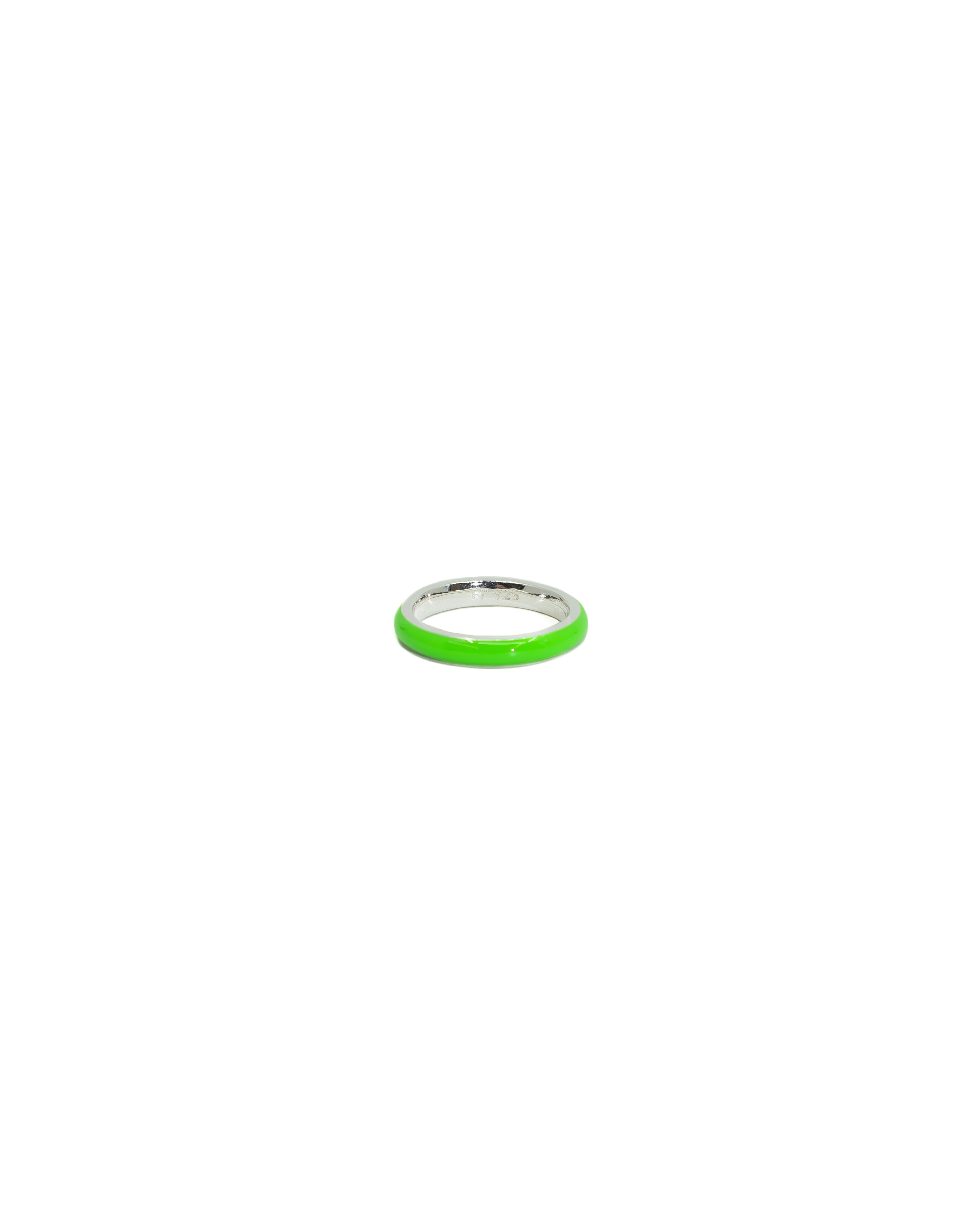 Thin Enamel Stacking Ring in Neon Green