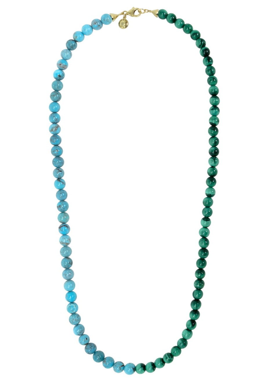 Turquoise + Malachite Rope Necklace