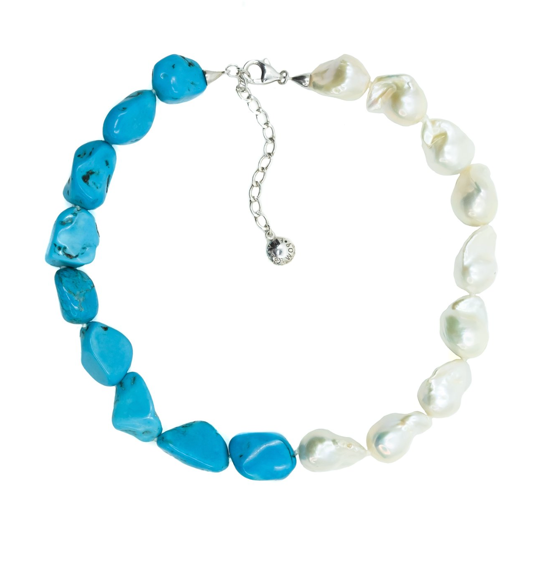 Turquoise and Baroque Pearl Collar Necklace