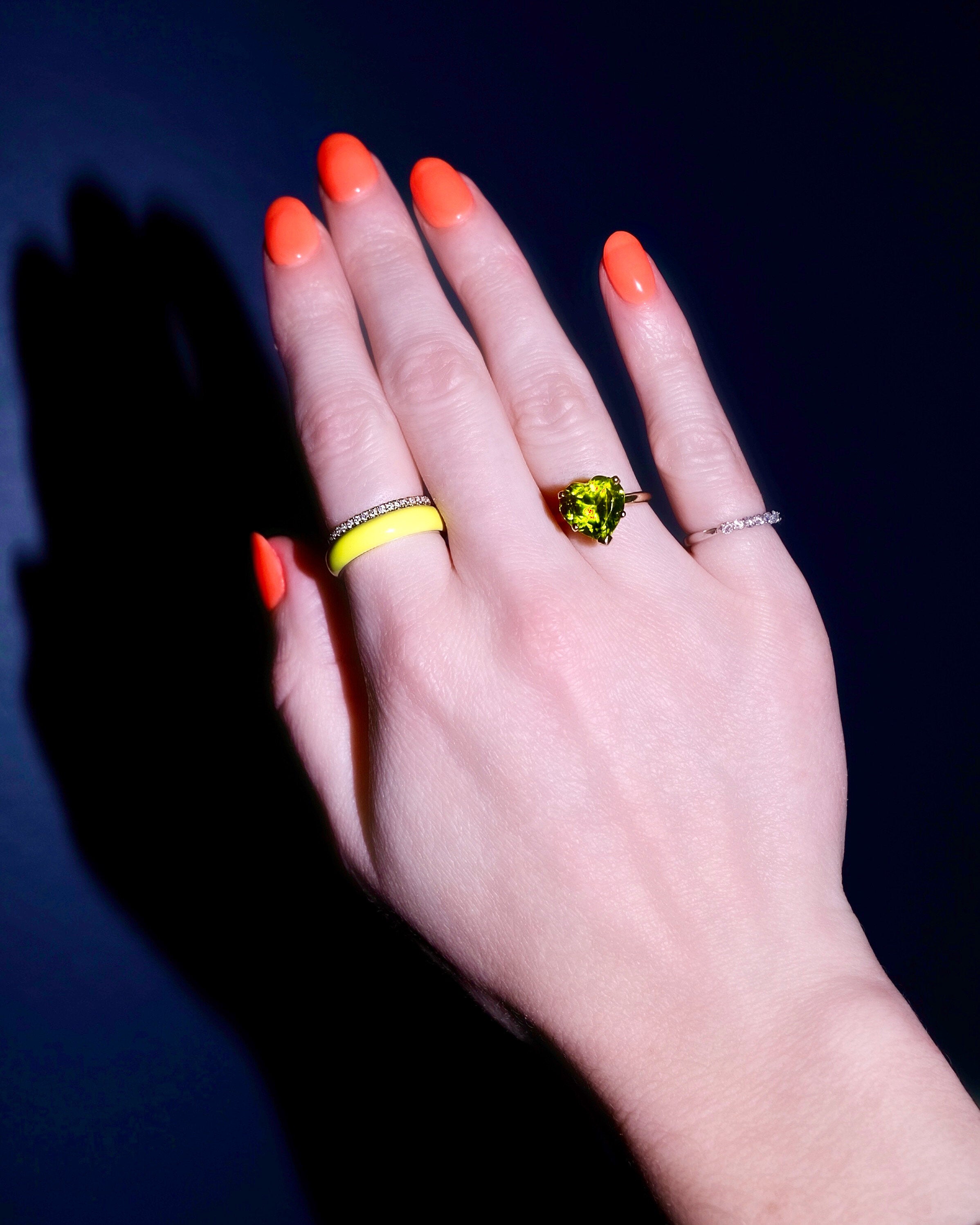 Wide Enamel Stacking Ring in Acid Yellow