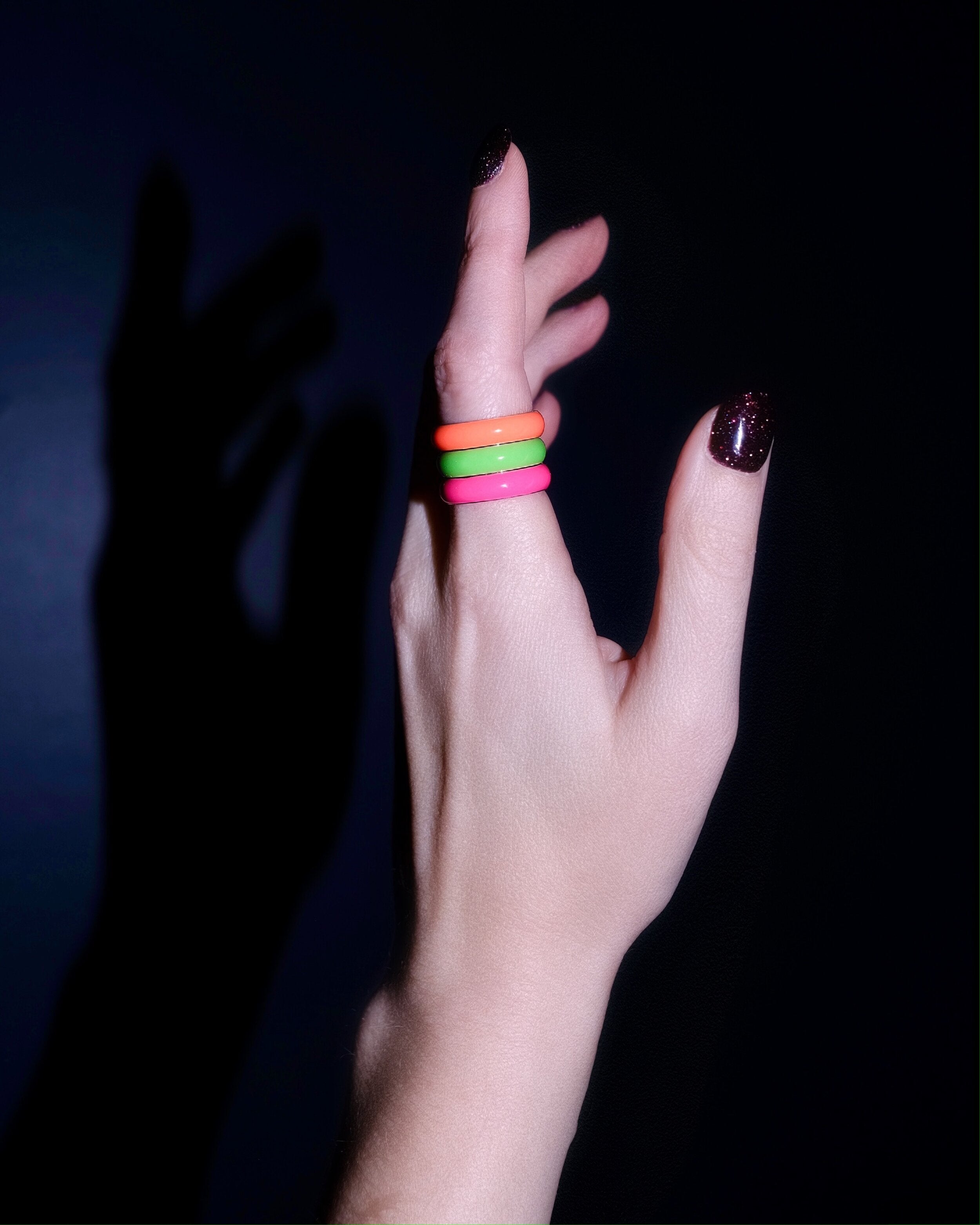 Wide Enamel Stacking Ring in Neon Green