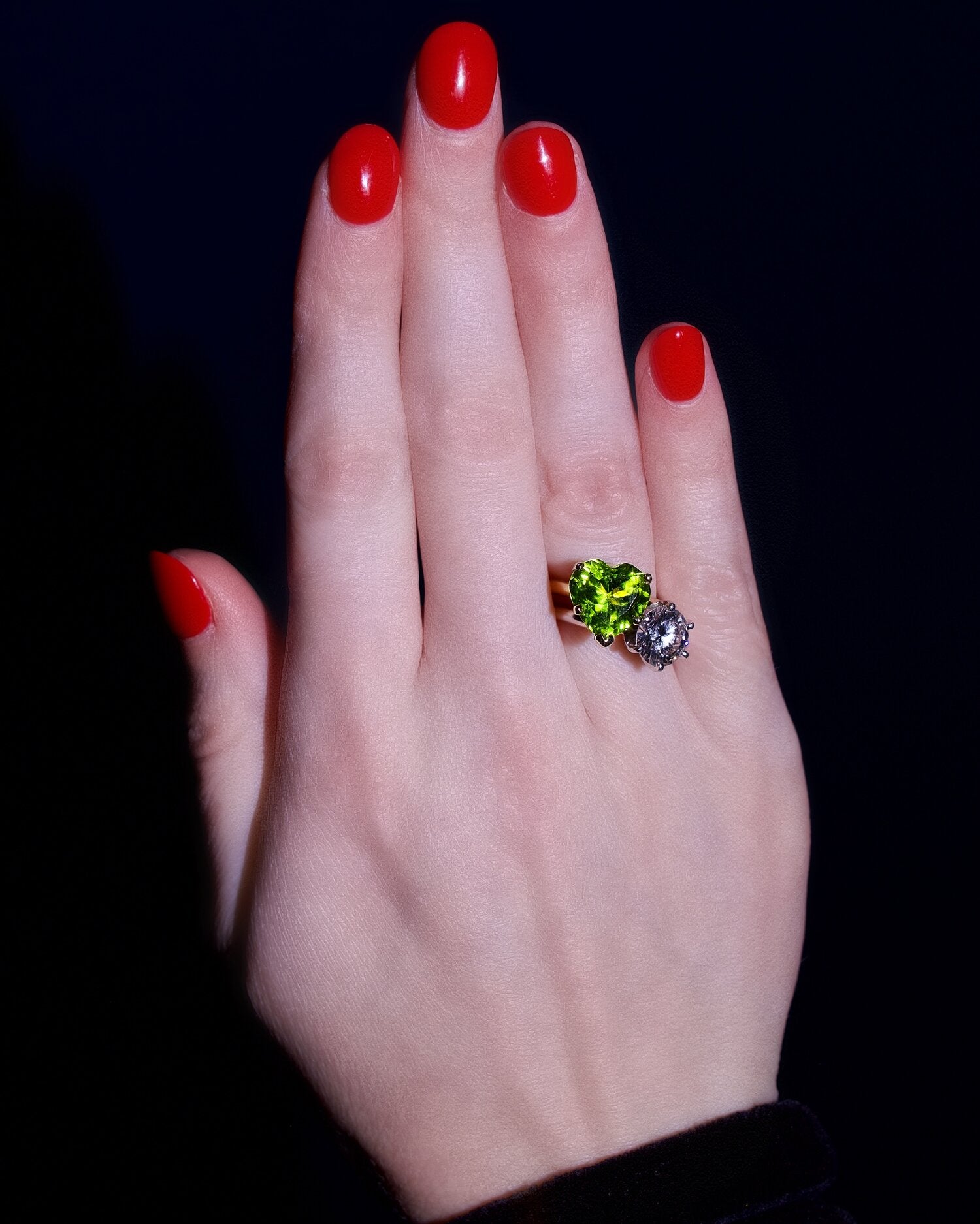 Heart Ring in Green Peridot