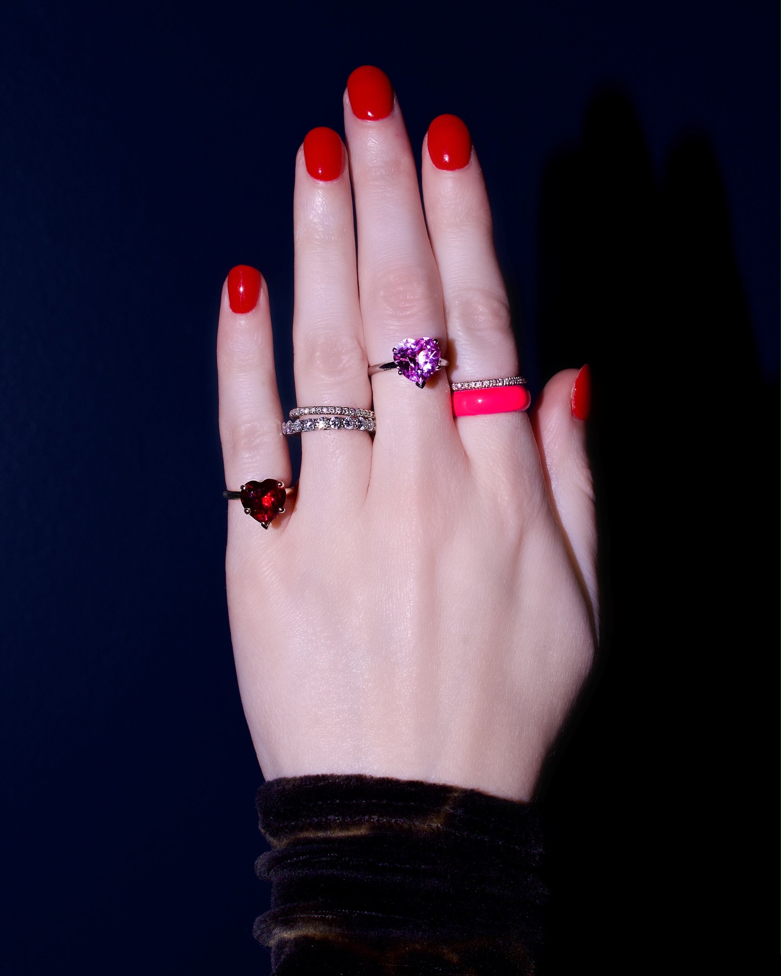 Heart Ring in Red Garnet