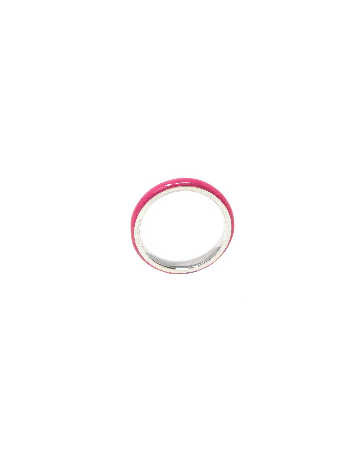 Thin Enamel Stacking Ring in Fuchsia