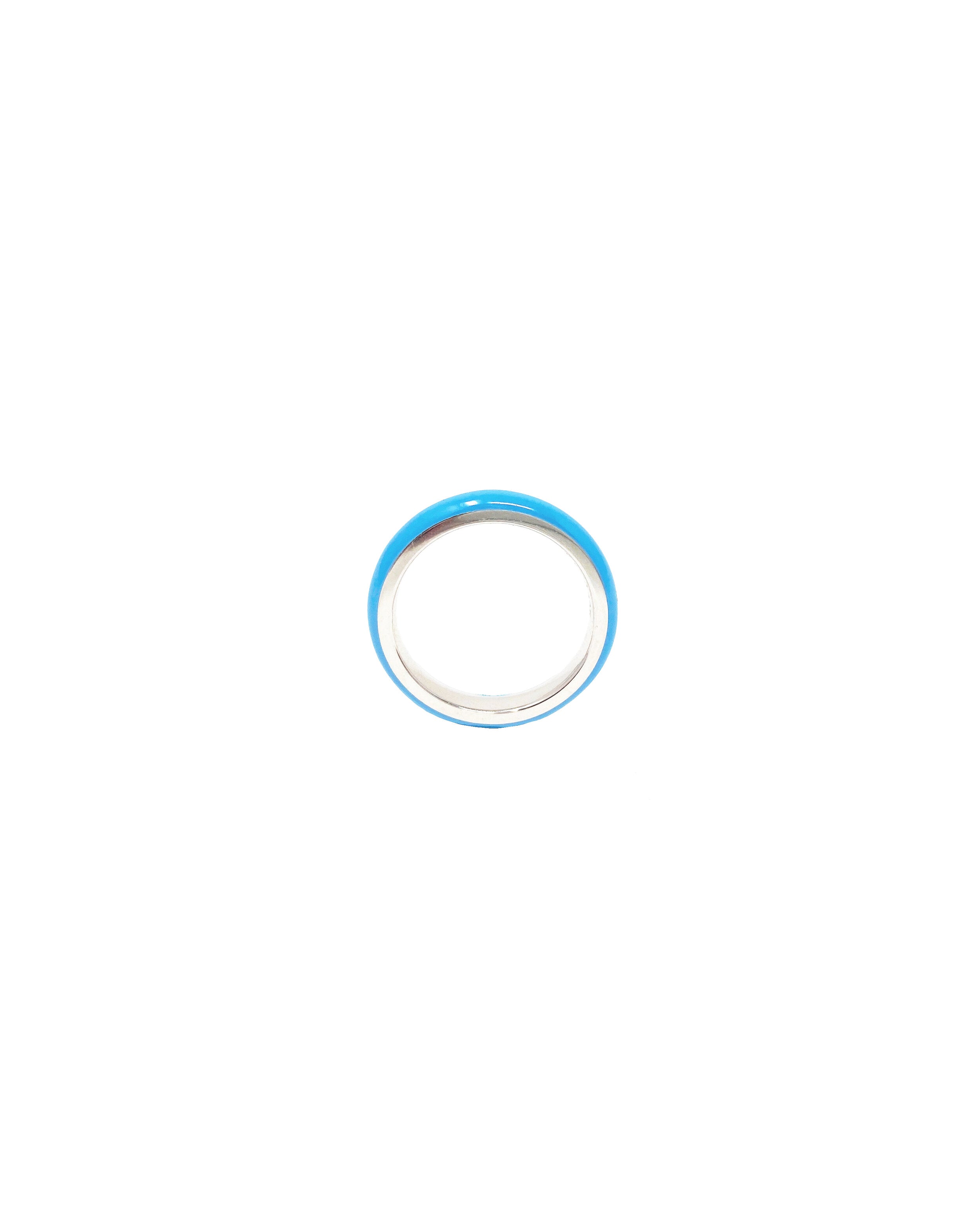 Thin Enamel Stacking Ring in Cloudless Sky