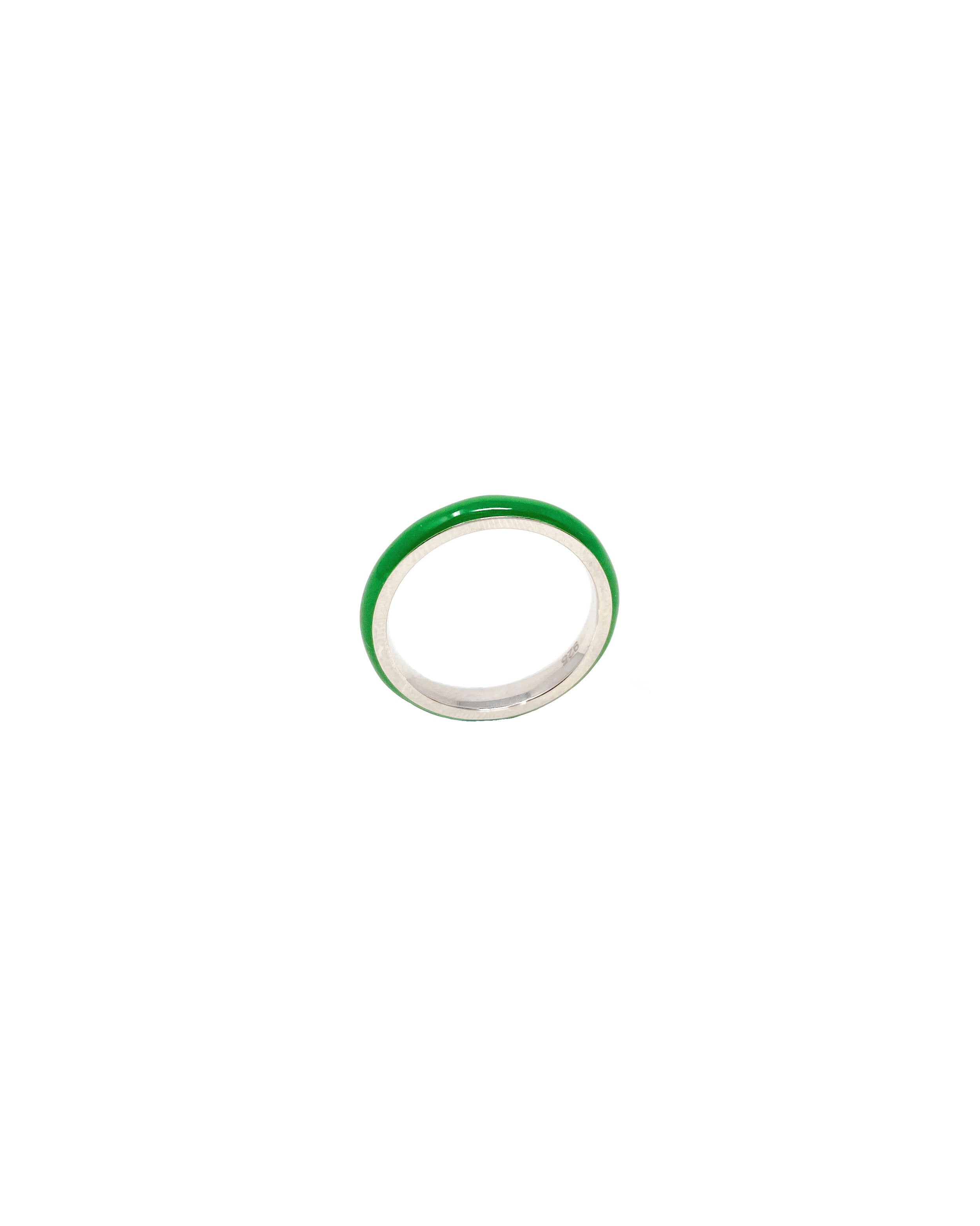 Thin Enamel Stacking Ring in Grass Green